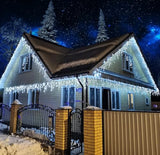 132ft Icicle Lights for Outside, 1280 LED White Christmas Lights Outdoor with 240 Twinkle Drops, 8 Modes Plug in Waterproof Timer Memory for Tree Wedding Party House Patio Eave Yard Holiday Decoration