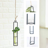 AODERUM Hanging Glass Planter Water Iron Art Hydroponic Vase Transparent Test Tube Flower Hanging Bottle Home Decoration (3pcs-S,M,L)