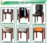 Dog Water Bowl Stand [14-in high] - Adjustable Holder for Water Fountain Dish and Feeder Bowls - Ideal for Large Breeds with 21-inch Wither Heights or Taller - Dark Wood Stand Only