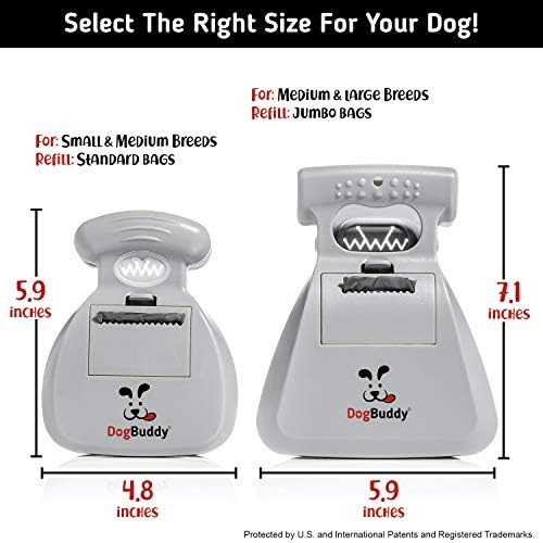 DogBuddy Pooper Scooper, Portable Dog Pooper Scooper, Poop Scooper for Small and Large Dogs, Pooper Scooper with Bag Attachment, Leash Clip and Dog Waste Bags Included (Large, Mist)