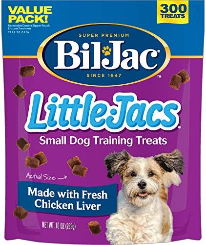 Bil-Jac Little Jacs Small Dog Training Treats - Soft Chicken Liver Dog Treats for Puppy Rewards - Real Chicken, No Fillers, 10oz Resealable Double Zipper Pouch (2-Pack)