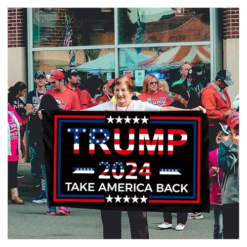 Trump 2024 Flag,3x5 FT Trump Flag Double Sided 3 Ply,Take America Back Trump Flags Banner UV & Fade Resistant 2 Brass Grommets for Outdoor Indoor(Black)