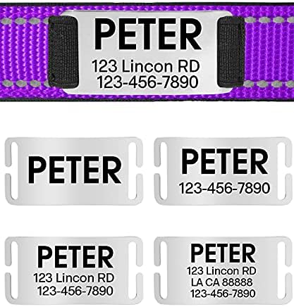Joytale Personalized Dog Collars, Reflective Nylon Collar with Engraved Name Plate, Customized for Large Dogs, Purple, L
