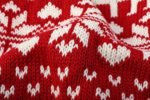 Lanyarco Red Reindeer Large Christmas Dog Sweater, Knit Winter Holiday Festive Pet Dog Christmas Sweaters for Large Breeds Dogs, XXX-Large (3XL) Size 25" Back