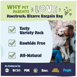 Pawstruck Bizarre Bargain Bag Assorted Natural Dog Chew Treats - Animal Ears, Jerky, Bones, Hooves, Beef Straps - Long Lasting Rawhide Alternative for Chewers, All Breeds - 1 lb, Packaging May Vary