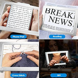 Magnifying Glass for Reading, 10"x 6" Large Lightweight Magnifier with 50 Bright LED Lights Provide Full Book Page Viewing Area Evenly Lit Perfect for Low Vision Person and Seniors Silver