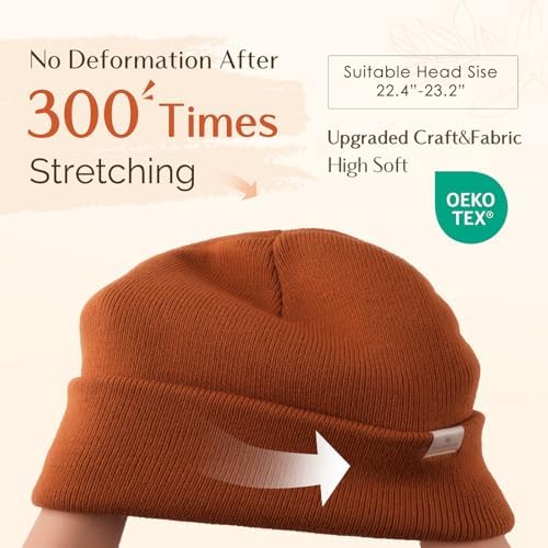YANIBEST Womens Satin Lined Knit Beanie Hat Acrylic Winter Hats for Women Men Silk Lining Soft Slouchy Warm Cuffed Beanie Hat