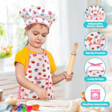 Toyze Birthday Gifts for 3-8 Year Old Girls Cute Stuff Apron for Girls Kids Cooking Sets Toddler Toys Kids Chef Hat and Apron Easter Christmas Stocking Stuffers White-with Cookbook
