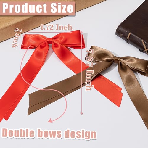 Large Double Hair Bows 2 PCS Satin Ribbon Bow for Women,Hair Bows for Women,Hair Ribbons,Oversized Long-tail Cute Aesthetic Hair Accessories,Large Hair Barrettes for Women（ Black,White）