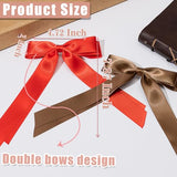 Large Double Hair Bows 2 PCS Satin Ribbon Bow for Women,Hair Bows for Women,Hair Ribbons,Oversized Long-tail Cute Aesthetic Hair Accessories,Large Hair Barrettes for Women（ Black,White）