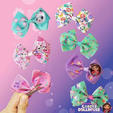 Gabby's Dollhouse Hair Bows - Hair Accessories Gift Set - Princess Hair Bows 7 Pcs 4 Inch Bundle Hair Bows for Girls Different Character on each Hair Clip Kids Bow - Alligator Clip - Ages 3 +