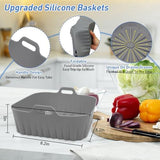 2 PCS Silicone Air Fryer Liners 9 Inch Square Easy Cleaning Airfryer Silicone Liners for 6-9 QT Frying Basket, Heat Resistant Reusable Ninja Air Fryer Accessories (Grey+Green)