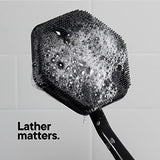 Tooletries - Silicone Back Scrubber with Hook - Exfoliating Shower Brush, Back Washer for Men, Durable Back Brush with Long Handle - Long Lasting Bath & Shower Accessories - Charcoal