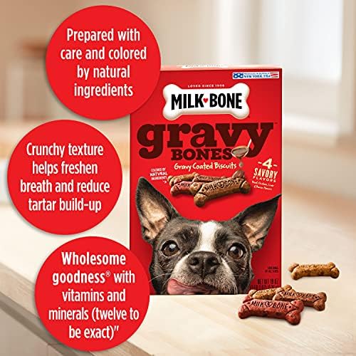 Milk-Bone Gravy Bones Dog Treats with 4 Savory Meat Flavors Coated in Gravy, 60 Ounce (Pack of 3)