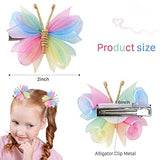 Oaoleer Hair Clips, 10PCS Mini Butterfly Hair Barrettes, 2" Tulle Mesh, Colorful Butterfly Hair Accessories for Baby Girls Women Halloween Cosplaying Party Decor