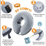 BENCMATE Inflatable Dog Cone Collar Alternative, Soft Dog Cone for Small Medium Large Dogs and Cats, Neck Recovery ECollar Donut Collar After Surgery (Medium, Blue)