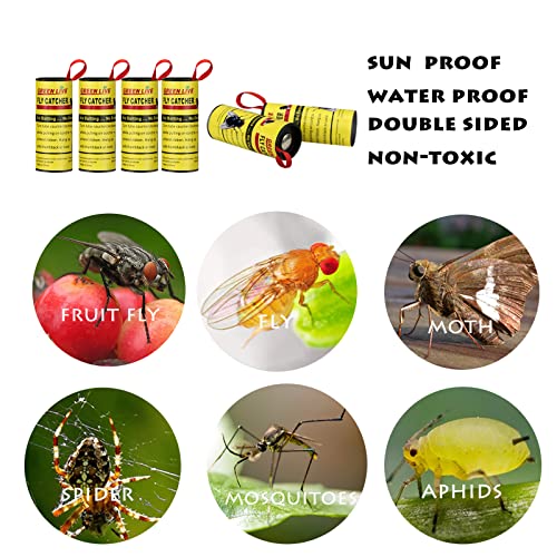 40 Rolls Fly Strips - Fly Tapes Fly Paper Sticky Fly Trap Indoor/Outdoor Hanging,Fly Catcher Fly Ribbon Fungus Gnat Trap Fruit Fly Killer for House/Kitchen/Plants/Horse Stable (40Roll)