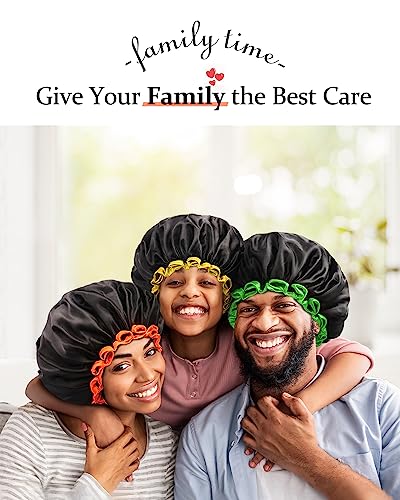 mikimini Black Shower Caps for Small Child 2 Packs, Double Layers Waterproof Bathing Hair Cap with Reusable Soft Comfortable PEVA Lining, Cute, non-fading & Stretchy Shower Hat