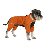 Winter Waterproof Dog Snowsuit – Full Body Outdoor Jacket with Leash Ring, Fleece Lining, Windproof Reflective 4-Leg Dog Coat for Small to Large Dogs Mustard Yellow L