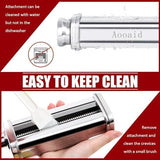 Pasta Roller & Spaghetti Cutter, Fettuccine Cutter Attachment for Kitchenaid Stand Mixer，3 Pcs Stainless Steel Pasta Maker Accessories By Aooaid