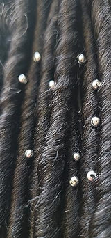 Metal Loc sprinkle Hair Beads, DreaLock Hair Accessories, Loc Jewelry (Sterling Silver Plated Brass, 6/0 4mm)