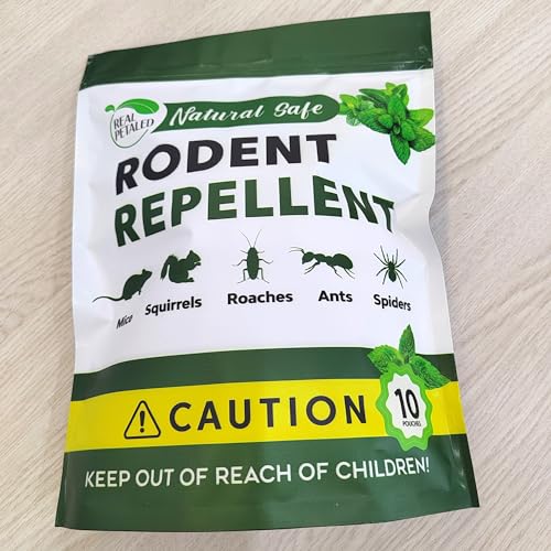 REALPETALED Natural Rodent Repellent Pouches: Mouse and Spider Repellent Indoor - Peppermint Oil to Repel Mice and Rats - Stay Away Rodent Repellent for House Basement Outdoor - 10 Pouches