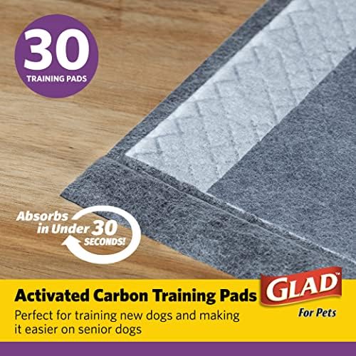 Glad for Pets JUMBO-SIZE Charcoal Puppy Pads, All-in-One | Black Training Pads That ABSORB & Neutralize Urine Instantly | New & Improved Quality Puppy Pee Pads, 30 Count - 6 Pack