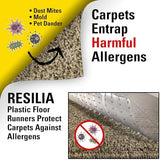 RESILIA Industrial Deep Pile Carpet Runner - Crosshatch Pattern Non Slip Carpet & Rug Protector Mat, Waterproof Clear Plastic Vinyl Floor Covering, 24 Inches Wide x 25 Feet Long