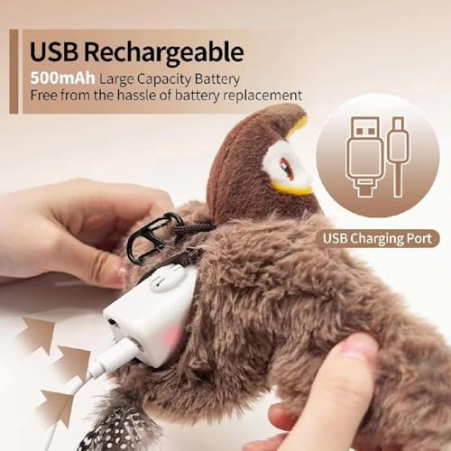 2025 Flying Bird Cat Toy, Interactive Chirping Bird Cat Toy Flapping Wings, Flapping Bird Cat Toy, Interactive Cat Toys for Bored Indoor Adult Cats (Brown)