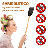 SAMEBUTECO Leather Fly Swatter Black Effective Insects Catcher with Heavy-Duty Design and Bench Wood Handle - 19.7" Length