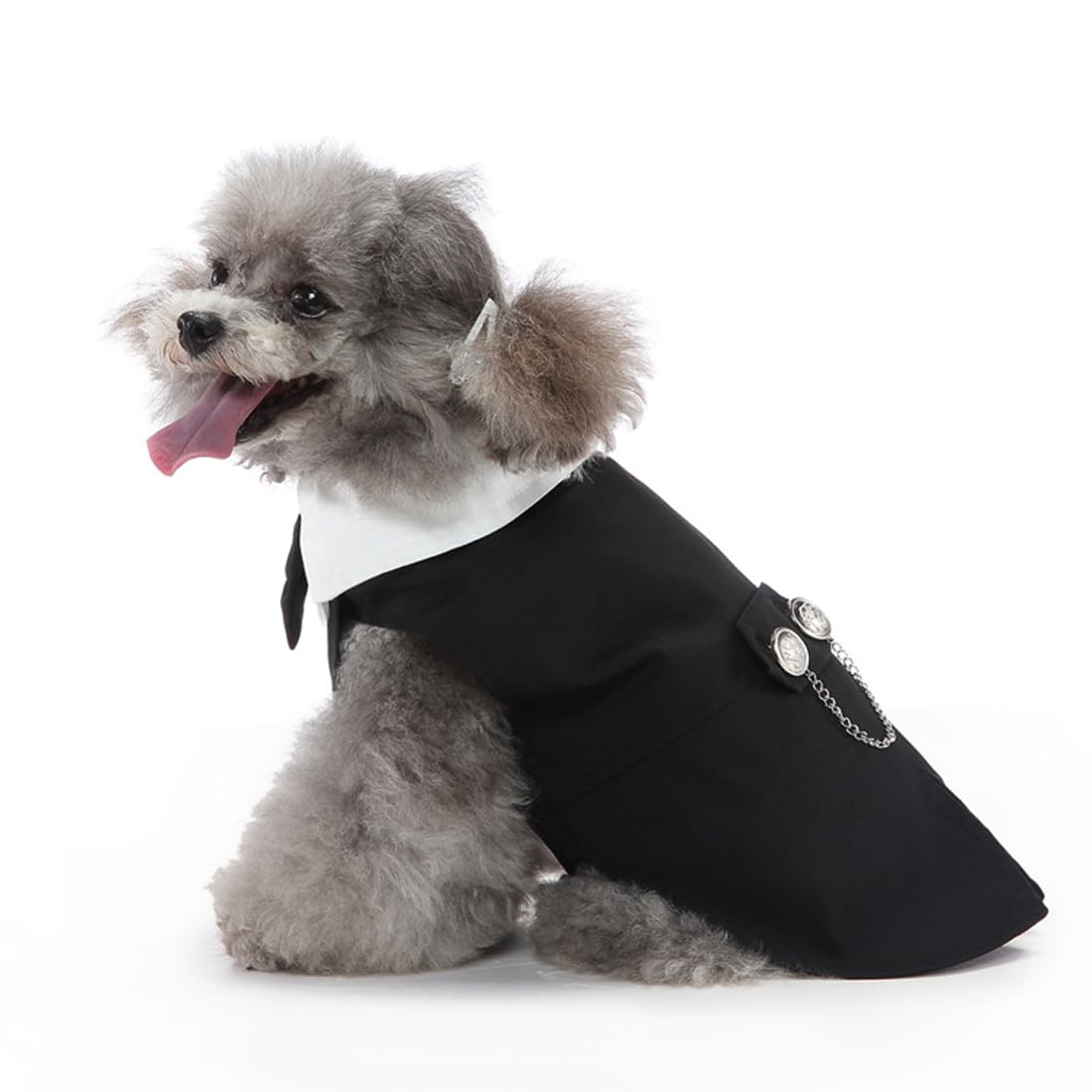 DOTEYAYP Puppy Tuxedo with Detachable Bowtie Prom Wedding Formal Wear Prince Costume for Small Dog (Large, Black)