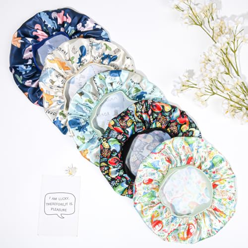 5 Pcs Kids Bonnet for Girls Silk Bonnet Sleeping Kid Baby Hair Bonnet Toddler Bonnet Wide Band Night Sleep Caps Colorful Night Hats Natural Hair