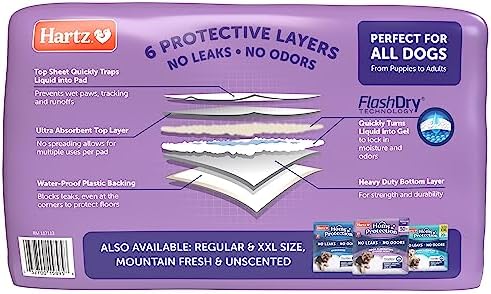 Hartz Home Protection Lavender Scented Dog Pads, 3XL 30 Count, Super Absorbent & Won't Leak, Odor Eliminating