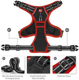 PHOEPET 2019 Upgraded No Pull Dog Harness, Reflective Adjustable Vest, with a Training Handle + 2 Metal Leash Hooks+ 3 Snap Buckles +4 Slide Buckles(M, Black)