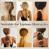 papasgix Metal Hair Ties, Metal Geometric Elastic Hair Ties, Hair Cuff Wrap Hair Ties for Thick Hair Elastic Hair Ties for Women Hair Accessories (Gold+Silver-1)