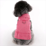 Dog Pink Jean Jacket Medium for Small Dogs Denim Vest Clothes Pet Boy Girl Cute Cat Cotton Coat Outfits Spring Costumes (Pink,Medium)