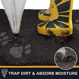 PURRUGS Dirt Trapper Door Mat 24" x 35.5", Non-Skid/Slip Machine Washable Microfiber Entrance Rug, Shoes Scraper, Dog Doormat, Super Absorbent Floor Mat for Muddy Wet Shoes and Paws, Charcoal