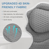 SetSail Bath Pillow, Relaxing Bath Pillows for Tub Neck and Back Support Soft 4D Breathable Air Mesh Ergonomic Bathtub Pillow with 6 Strong Suction Cups and Hook Luxury Bathroom Accessories,Grey