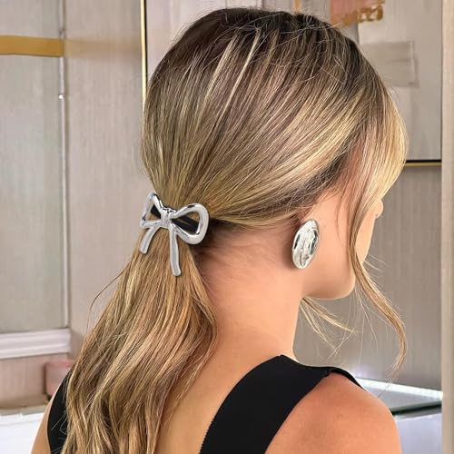 Hair Ties for Women, Sliver Metal Hair Cuffs Hair Accessories Elastic Hair Ties Ponytail Cuff Hair Bands for Both Thick Hair and Thin Hair