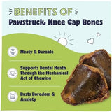 Pawstruck Natural Knee Cap Dog Bones - Treats for Aggressive Chewers, Low Fat & High Protein Chews, Beef Flavor, Long-Lasting Rawhide Alternatives - 10 Pack, Packaging May Vary