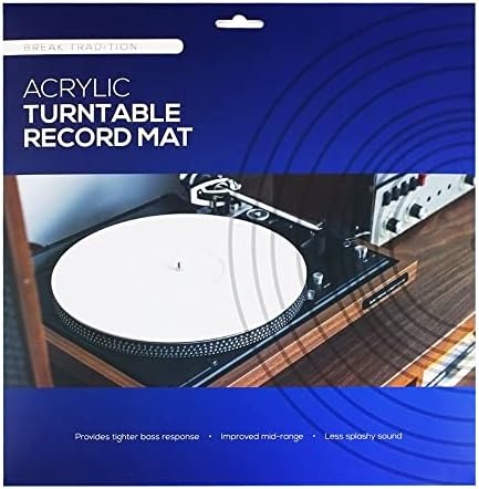 Acrylic Turntable Mat by Break Tradition - Vinyl Record Accessories for LP Record Player - Premium Turntable Slipmat to Reduce Noise Due to Static and Improve Sound Quality (White)