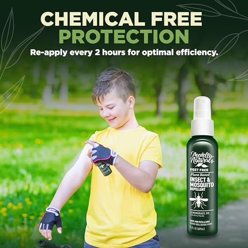 Deet-Free Insect & Mosquito Repellent 8oz – Nice Smelling Insect Repellent with Lemongrass Oil Safe for Pets and Kids – Bug Spray Against Mosquitoes, Gnats, Black Flies, No-See-ums, and Other Insect