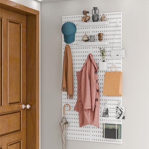 Pegboard Combination Kit,Pegboard Wall Organizer, Peg board Wall Mounted ,Pegboard for Wall, 25.2" x 25.2" White Pegboard 20 Accessories for Organize Home, Office, And Gaming Setup