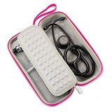 Caseling Hard Stethoscope Case Compatible with 3M Classic III, Lightweight II S.E, Cardiology IV Diagnostic, Includes ID Slot and Mesh Pocket for Nurse Accessories (Pink - Pu Leather)