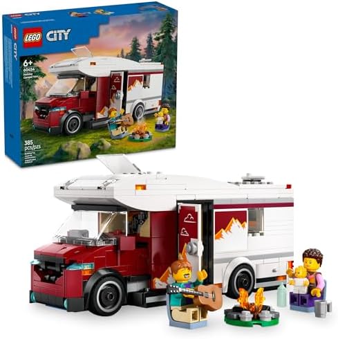 LEGO City Holiday Adventure Camper Van Building Toy Set - Vacation Toy for Kids, Boys and Girls, Ages 6+ - Includes 3 Minifigures and Accessories - Gift Idea for Birthdays and Holidays - 60454