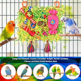 KATUMO Bird Toys, Parakeet Toys Large-Sized Grass Mat with Various Colorful Parrot Foraging Shredder Hanging Toys Conure Climb Hammock Toys for Birds