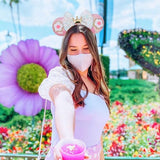 Flower Pink Sequin Mouse Ears Headband, 4" Park Ears, Handmade &, One Size Fits All, Great for Women Girls Birthday Parties, Hair Accessories, Cosplay