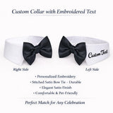 Handcrafted Personalized Dog Wedding Attire with Bow Tie – Custom Embroidered Name, Adjustable Shirt-Style Collar Fit, Optional Ring Bearer Clasp, Formal Outfit by ACORD EU (White)