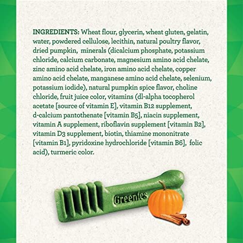 Greenies Pumpkin Spice Flavor Petite Size, Veterinarian-Recommended for Dental Care, Dog Treat Chews, Limited Edition, 12 oz., Pouch (20 Treats)