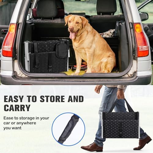 Niubya Portable Folding Dog Stairs for Cars, SUVs, Trucks - Lightweight Pet Ramp for Large Dogs with Non-Slip Surface - Reinforced Steps Support Up to 200 lb - 6 Steps